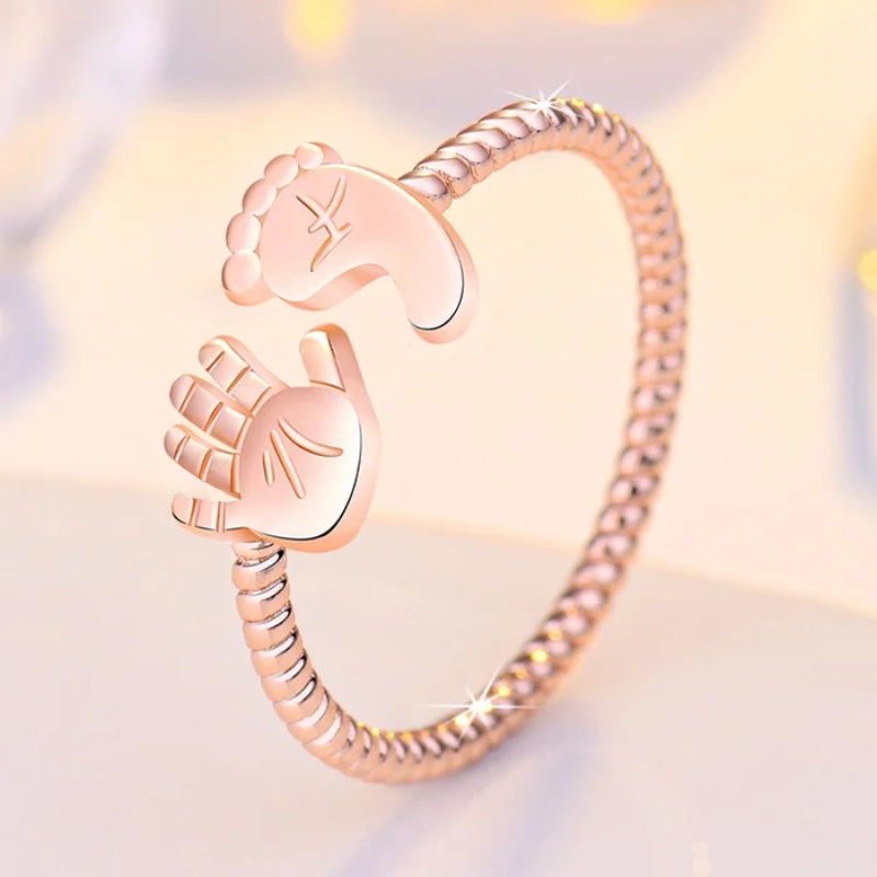 For Mother -You Are Going to Make a Wonderful Mama Baby Palm and Feet Ring
