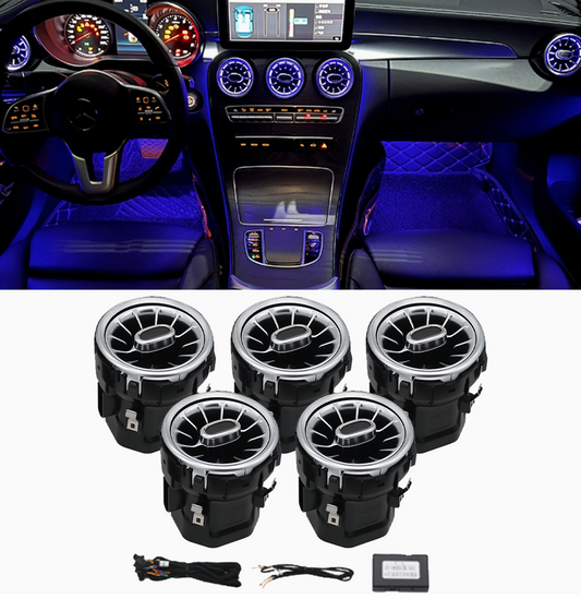 GFOUK® Turbine Air Vent,Interior Ambient Light 64 Color for Mercedes Benz C Class W205 (7PCS)