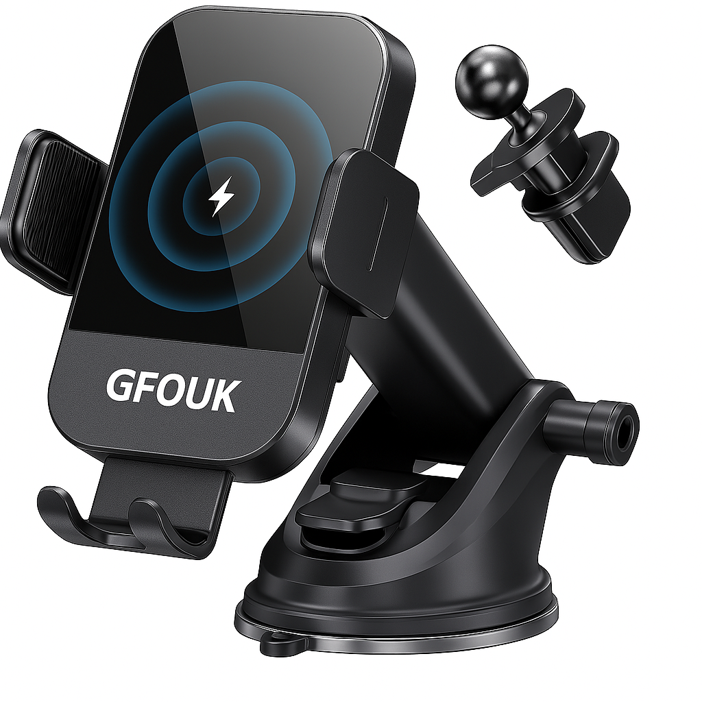GFOUK® 15W Fast Charging Auto Clamping Car Charger Phone Mount