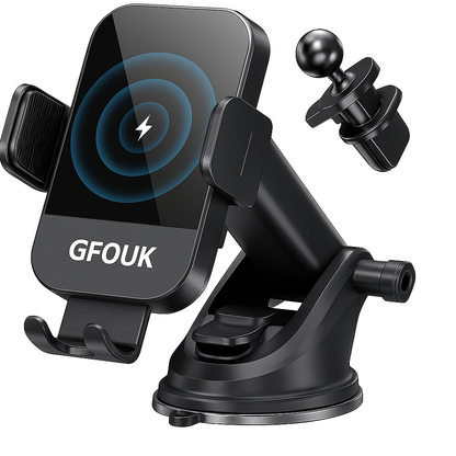 GFOUK® 15W Fast Charging Auto Clamping Car Charger Phone Mount