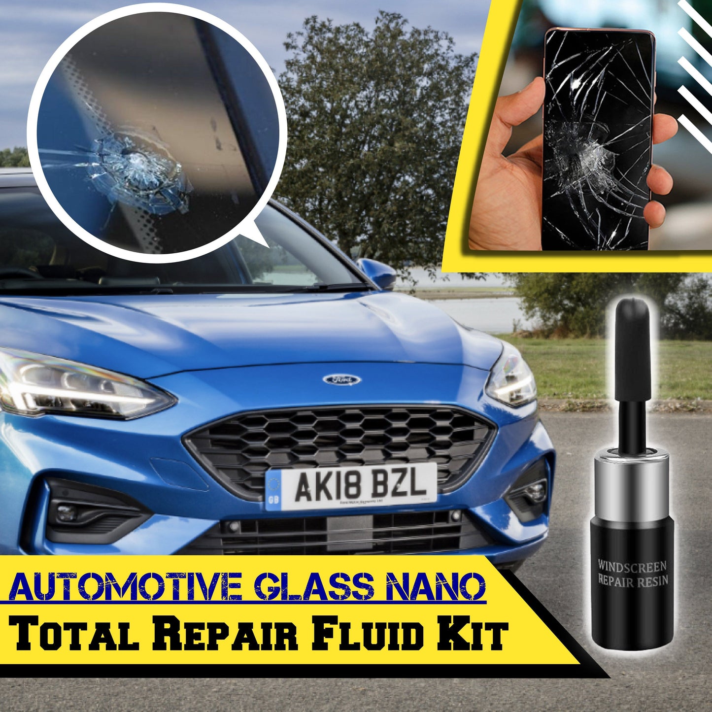 Furzero™ Automotive Glass Nano Total Repair Fluid Kit